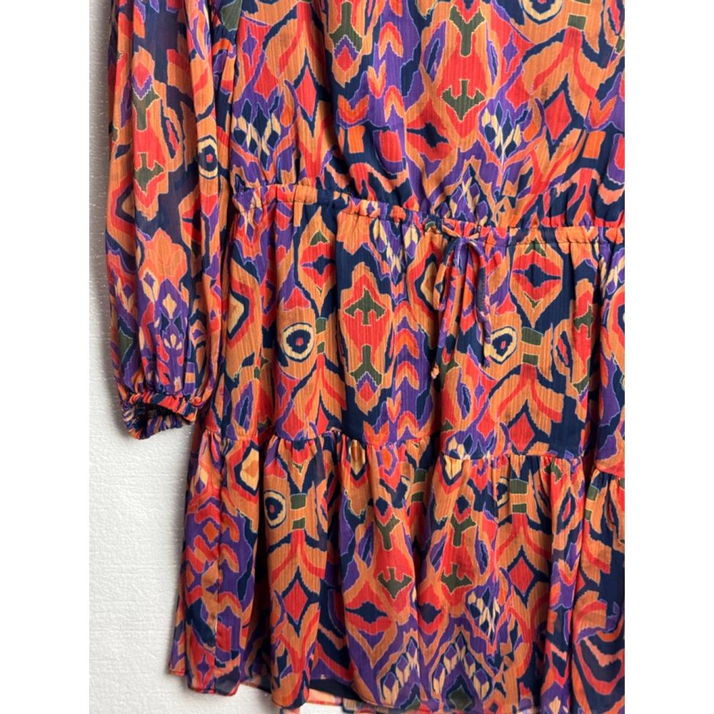 Willa Story Long Sleeve Dress Orange Purple Ikat Print size Large - Picture 12 of 12
